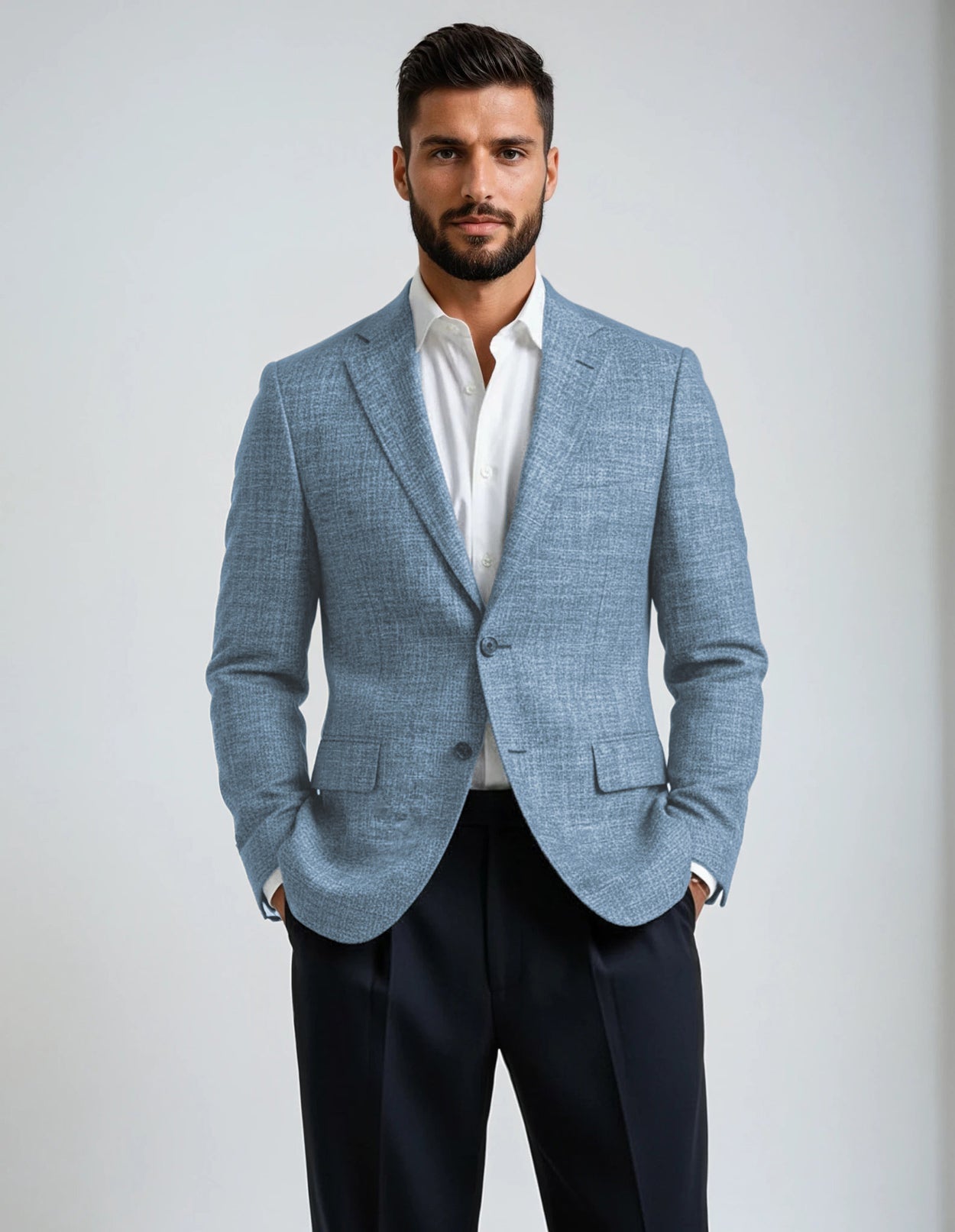 Blue Textured Weave Sport Coat