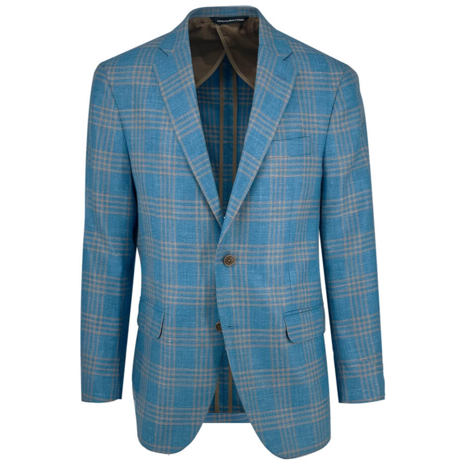 Teal and Beige Check Sport Coat