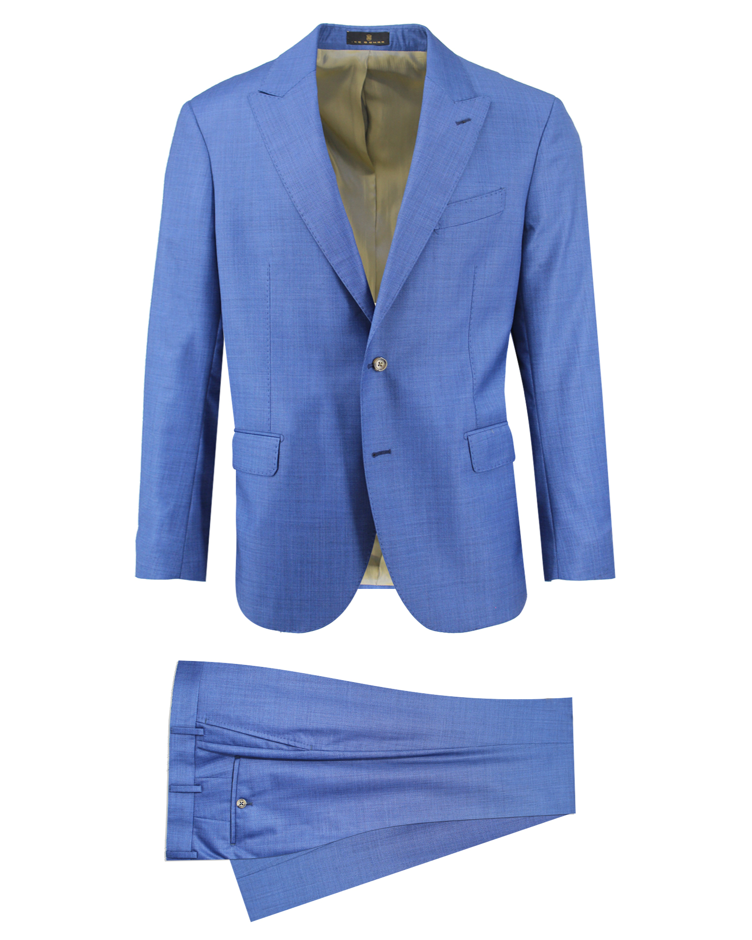Peak Lapel French Blue Sharkskin Suit