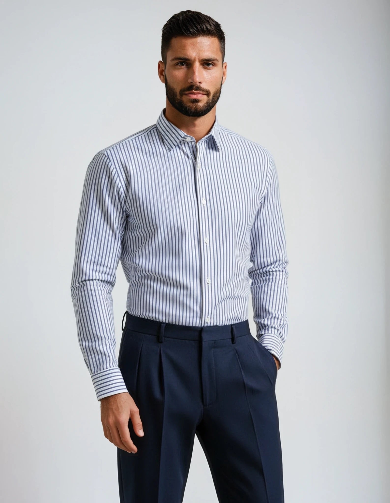 Medium Blue Bengal Stripe Made to Measure Shirt