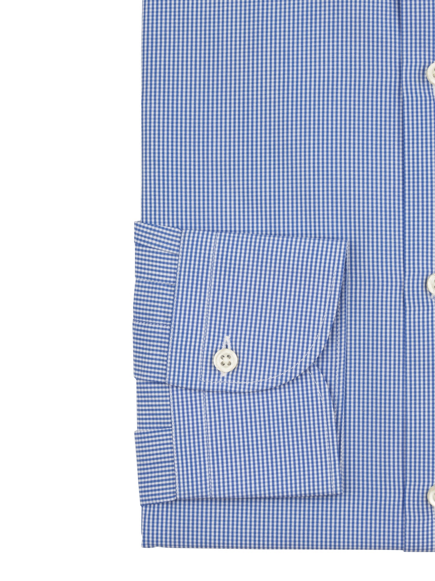 Blue Check-on-Check Contrast Collar Dress Shirt