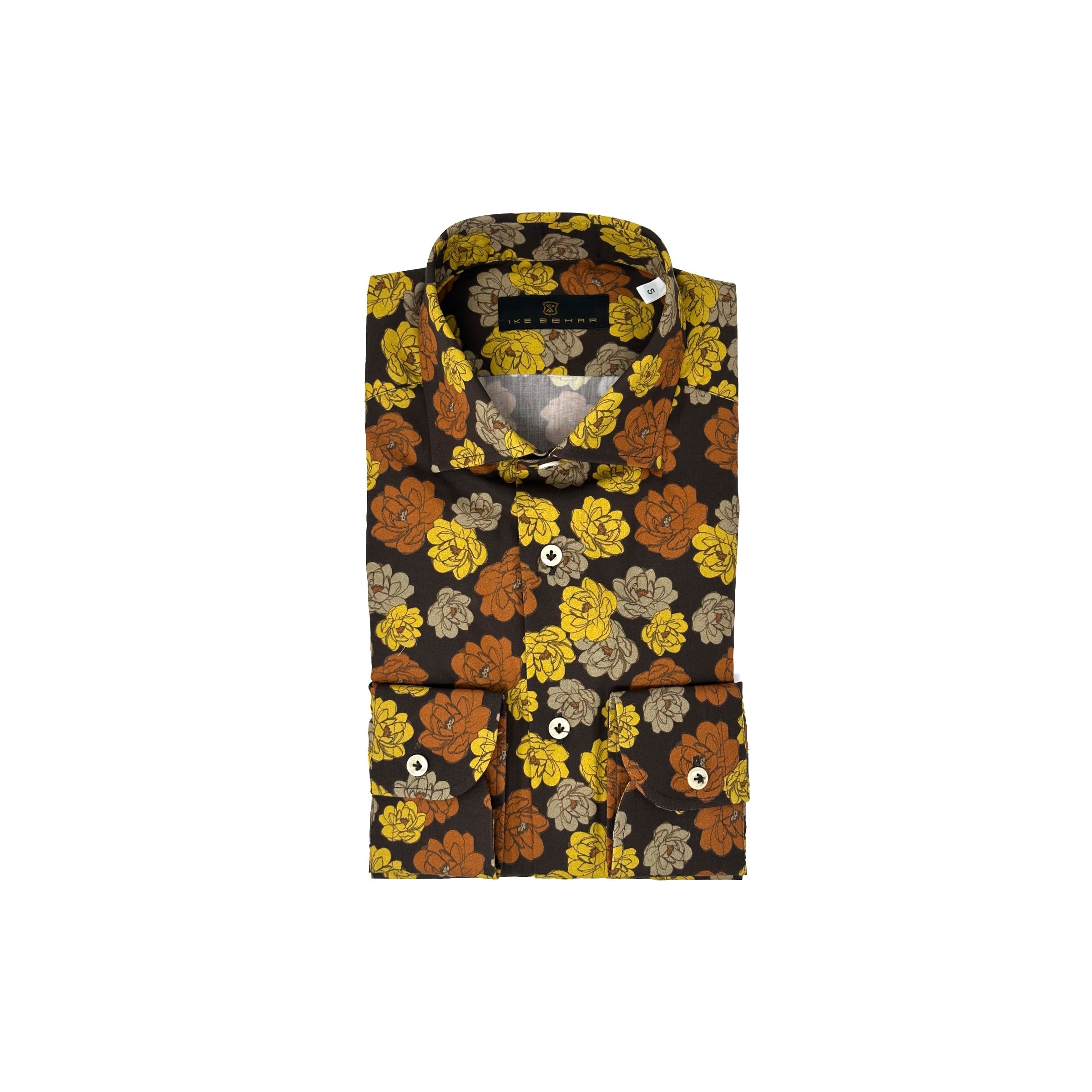Orange and Yellow Floral Print Sport Shirt