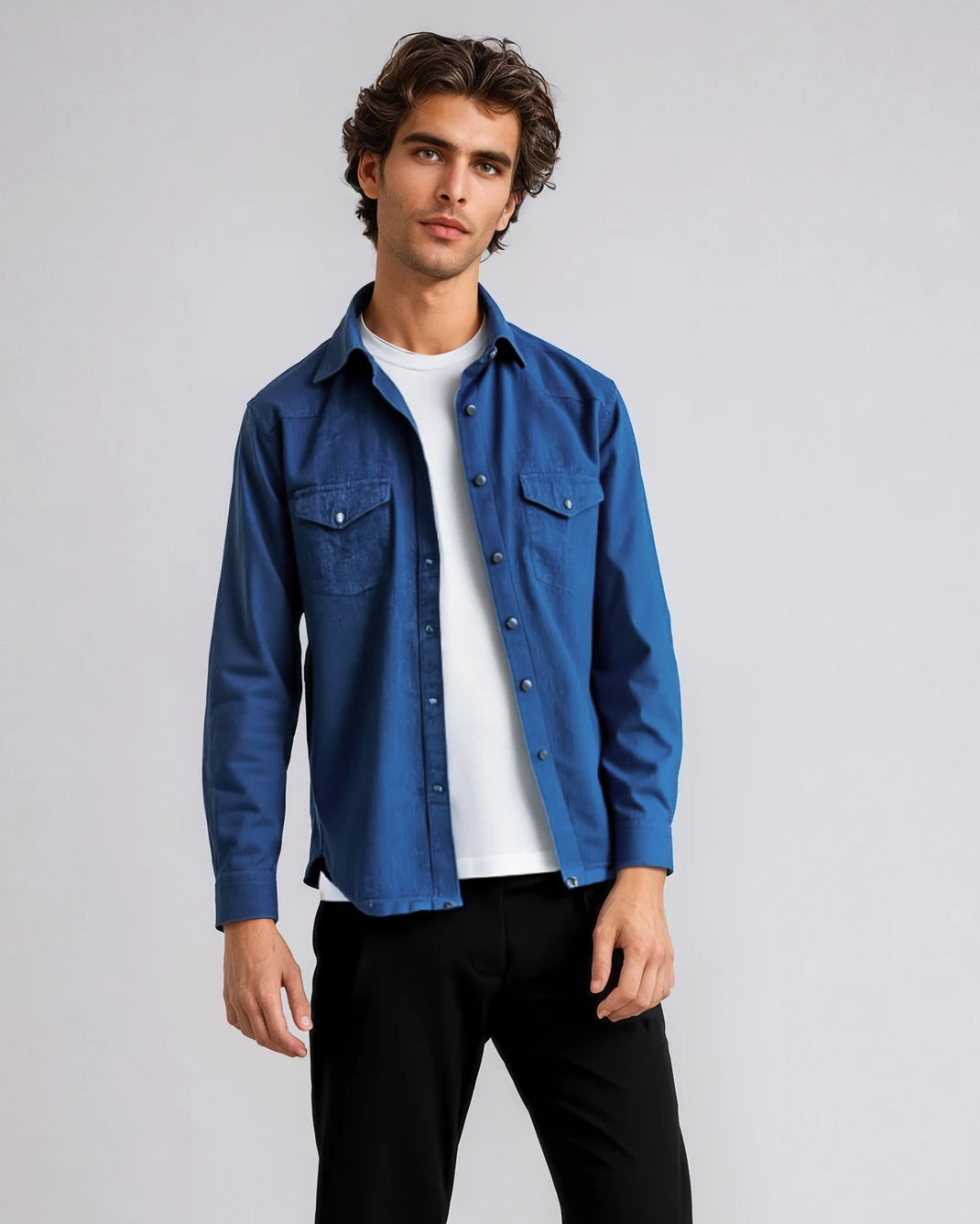 Dark Wash Denim Two-Pocket Western Shirt