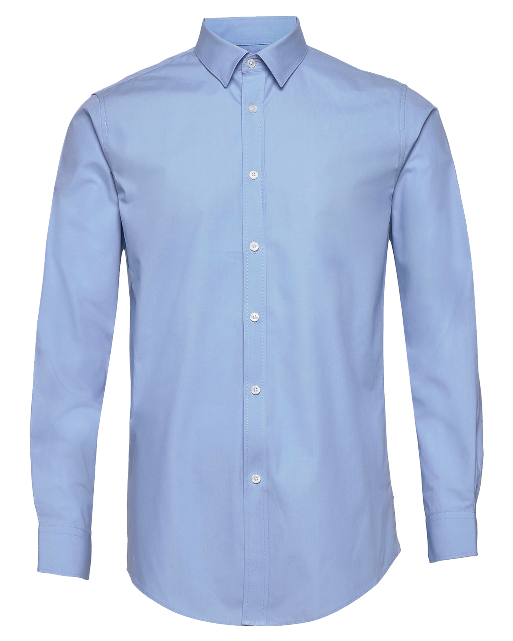 French Blue Twill Natural Stretch Cotton Dress Shirt