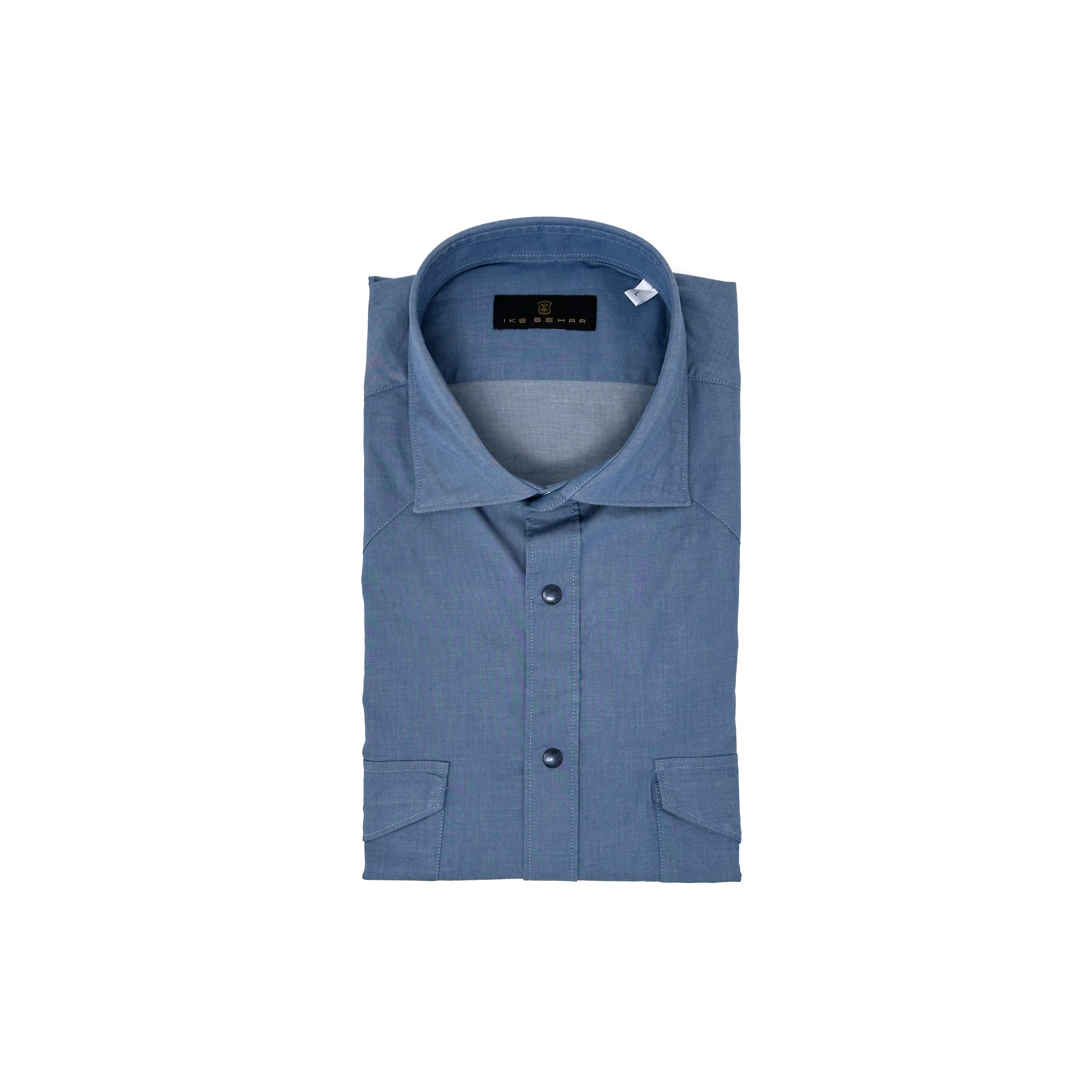 Mid-Blue Two-Pocket Western Shirt
