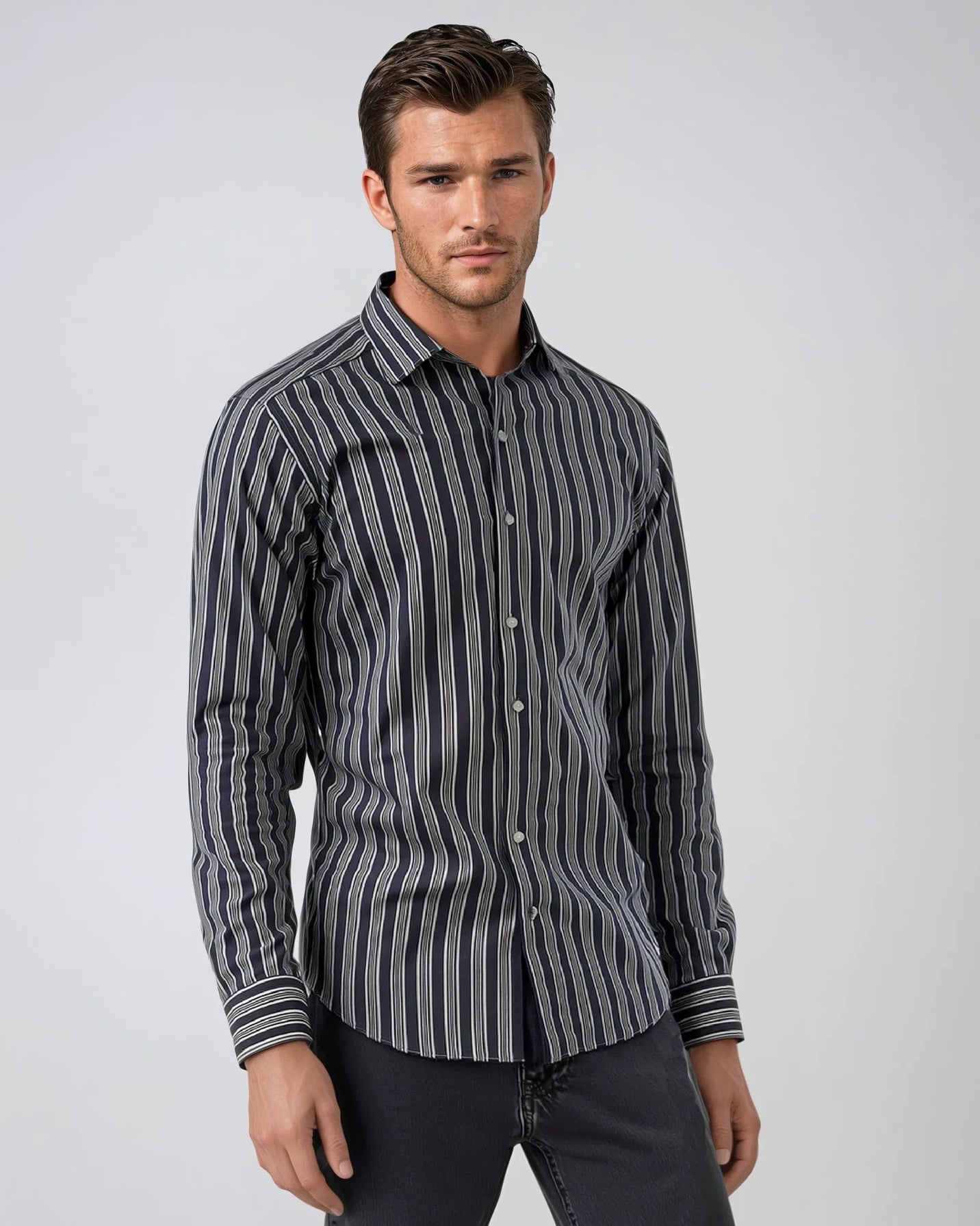 Navy Stripe Sport Shirt
