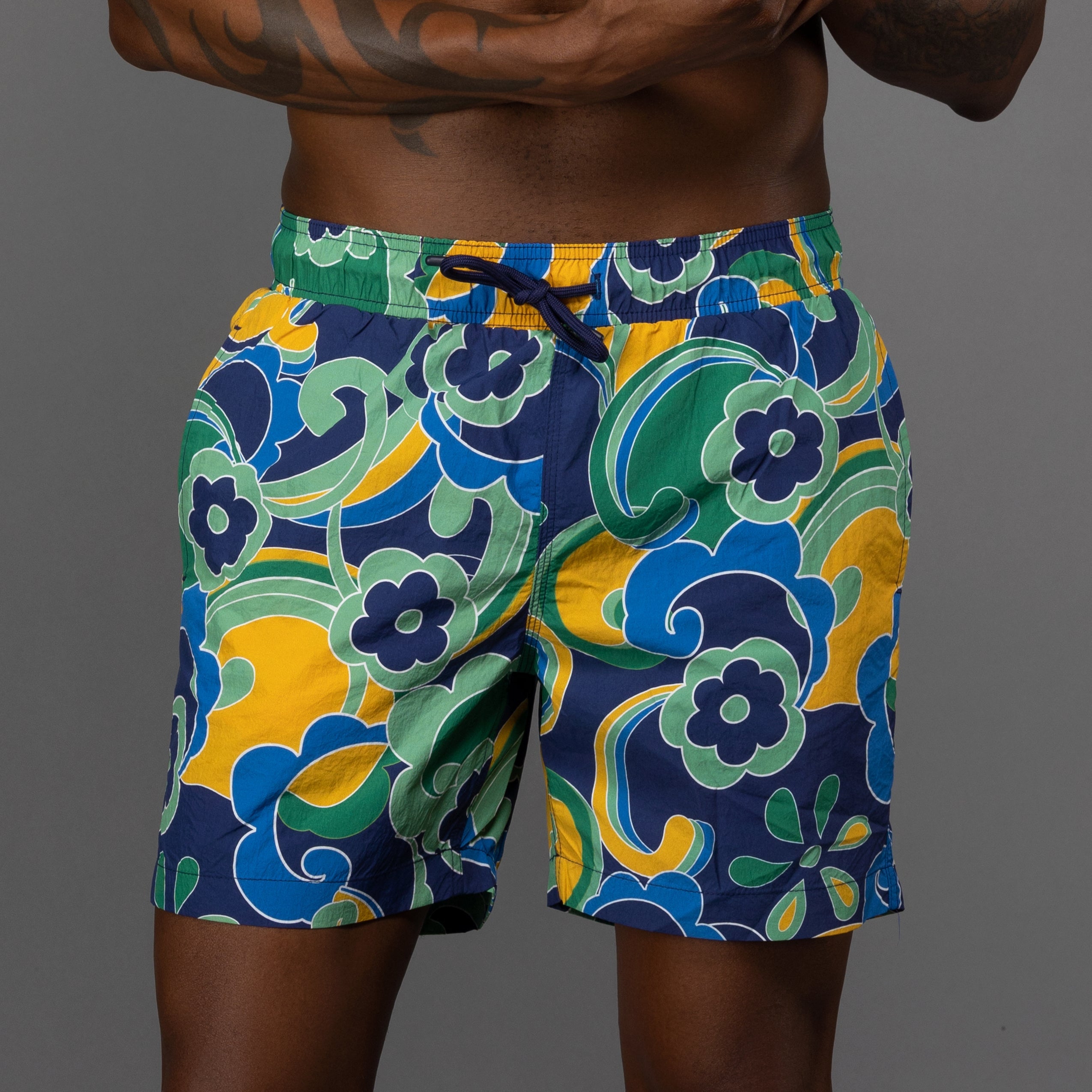 Ultra-Marine Floral Swirl Print Swim Shorts