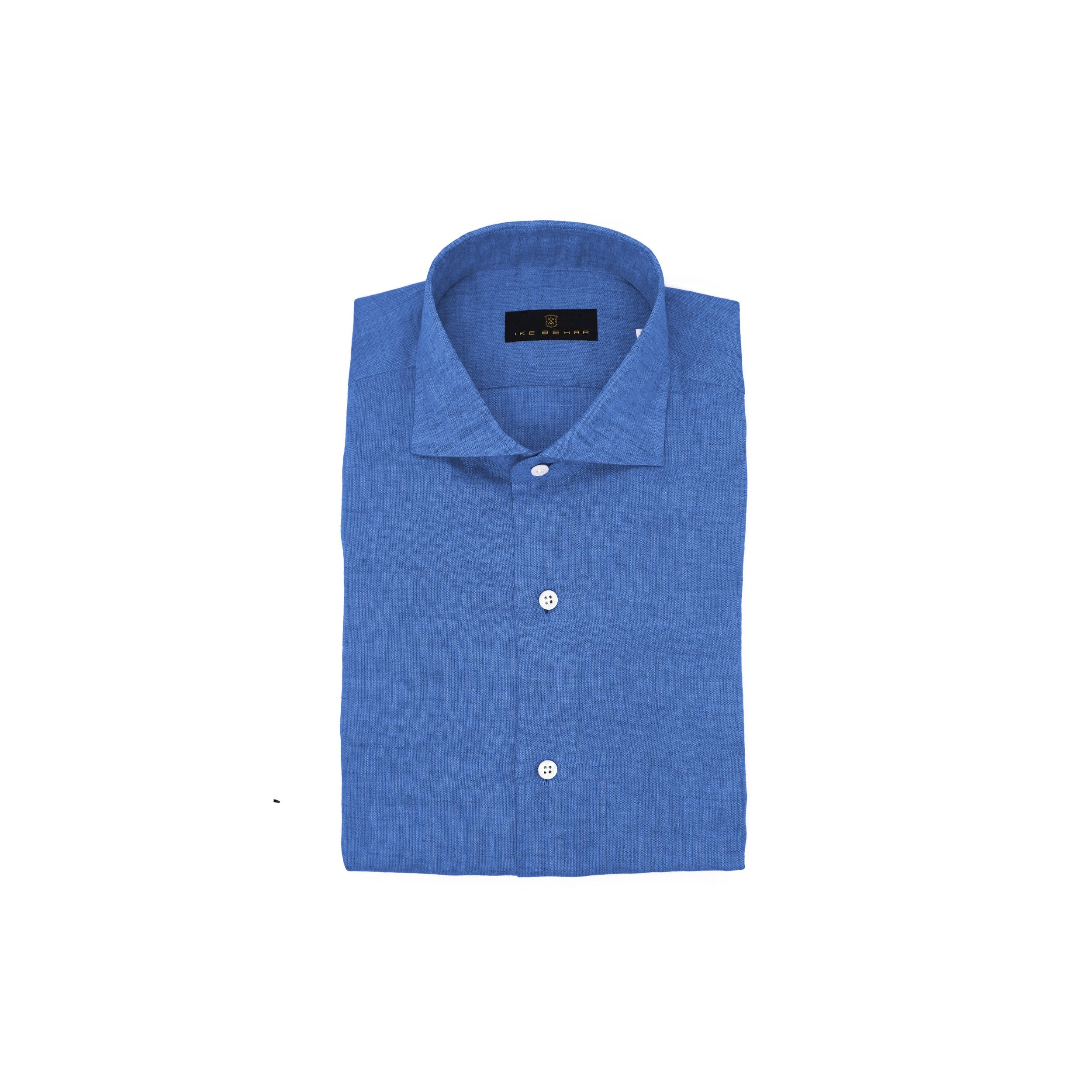 Azure Blue Hand Finished Italian Linen Shirt