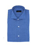 Azure Blue Hand Finished Italian Linen Shirt