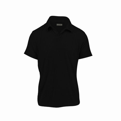 Black Ribbed Sweater Knit Polo