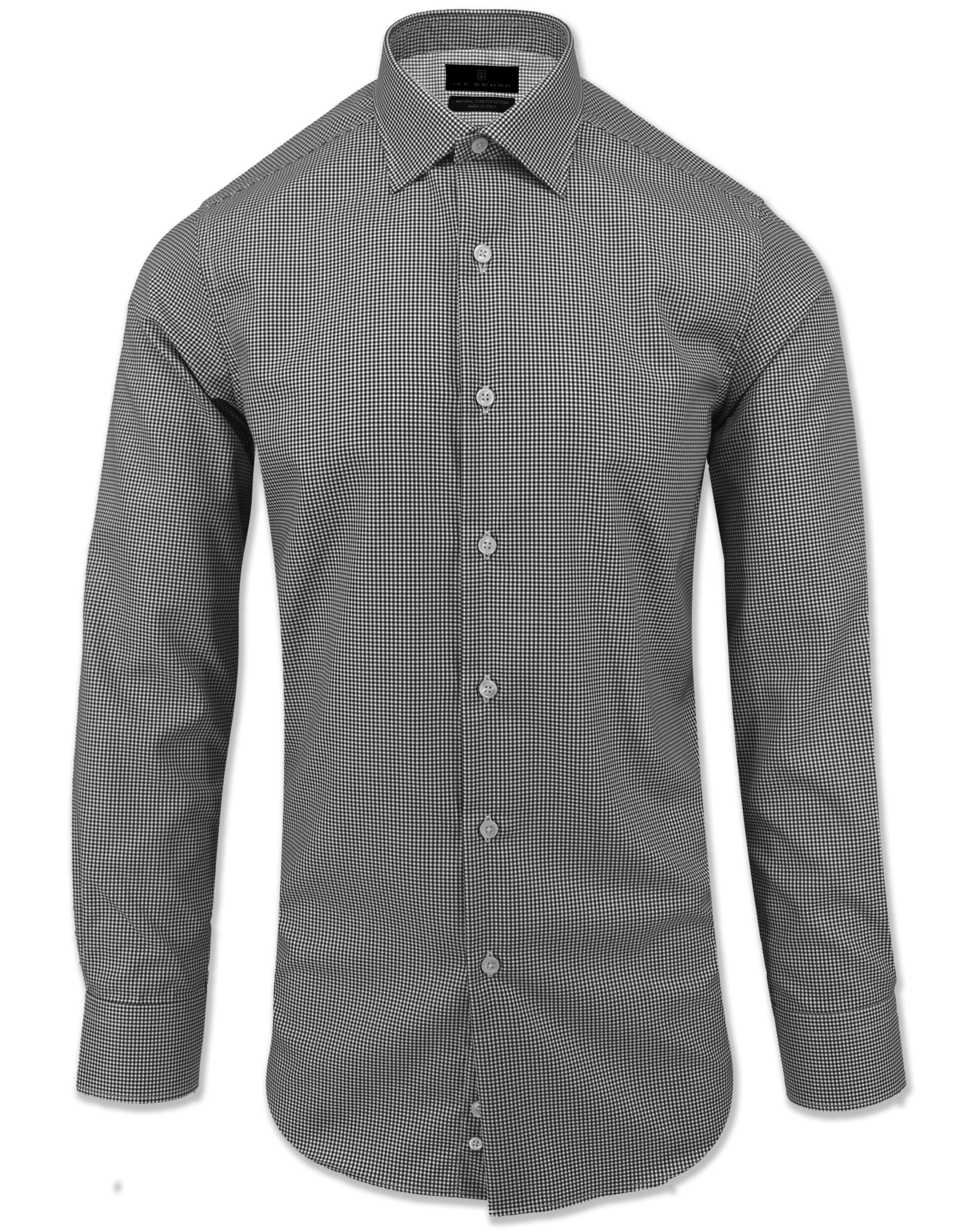 Black Mini-Check Natural Stretch Cotton Dress Shirt