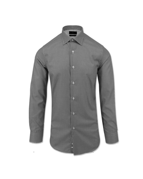 Black Mini-Check Natural Stretch Cotton Dress Shirt
