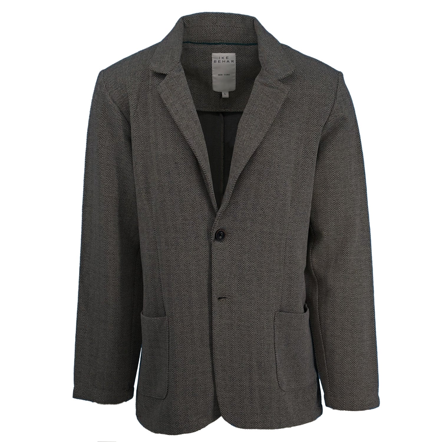 Chocolate Charcoal Ecru Jacquard Stretch Knit Herringbone Sport Coat
