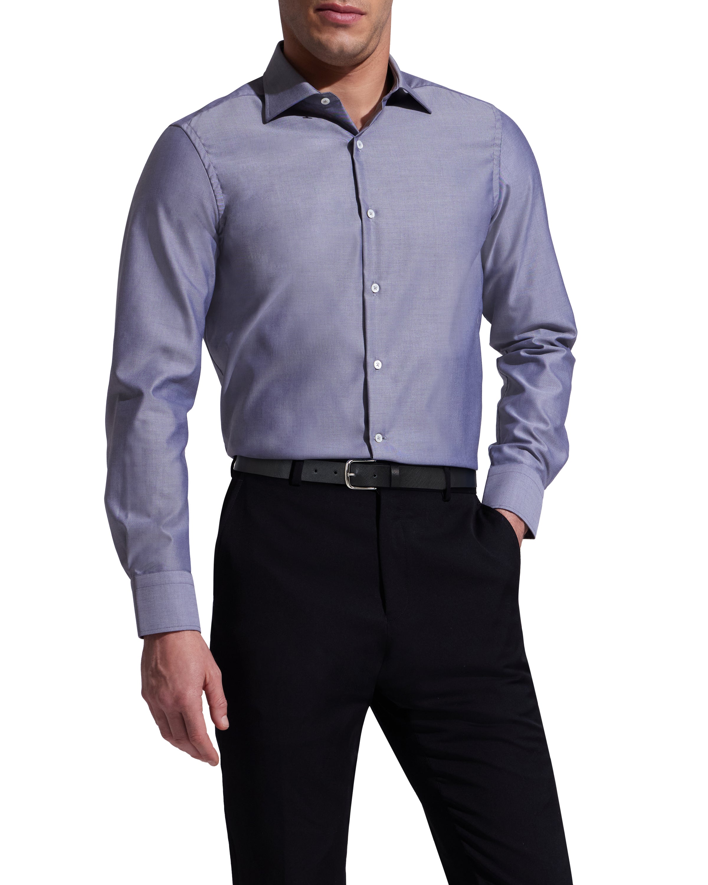 Charcoal Twill Natural Stretch Cotton Dress Shirt