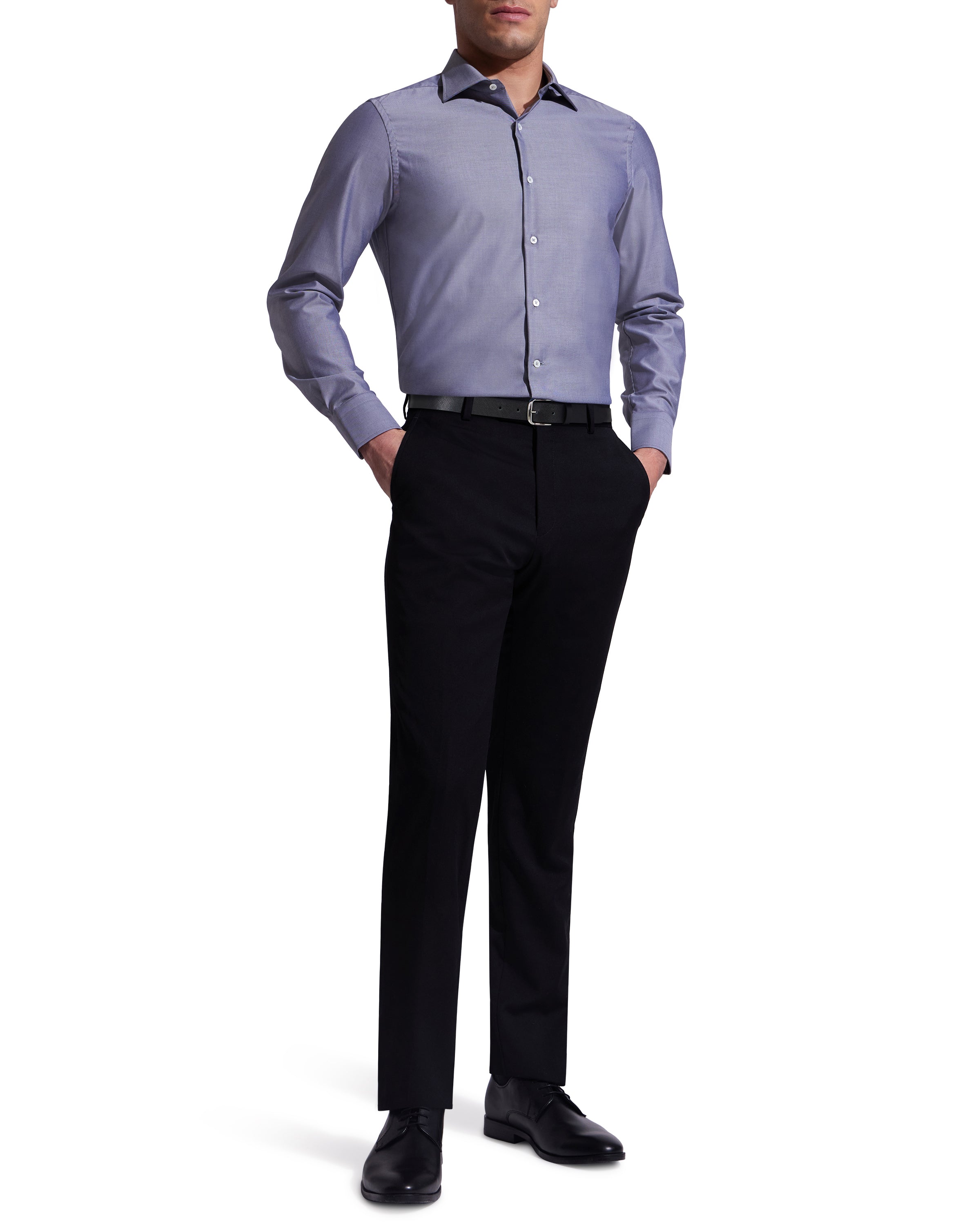 Charcoal Twill Natural Stretch Cotton Dress Shirt