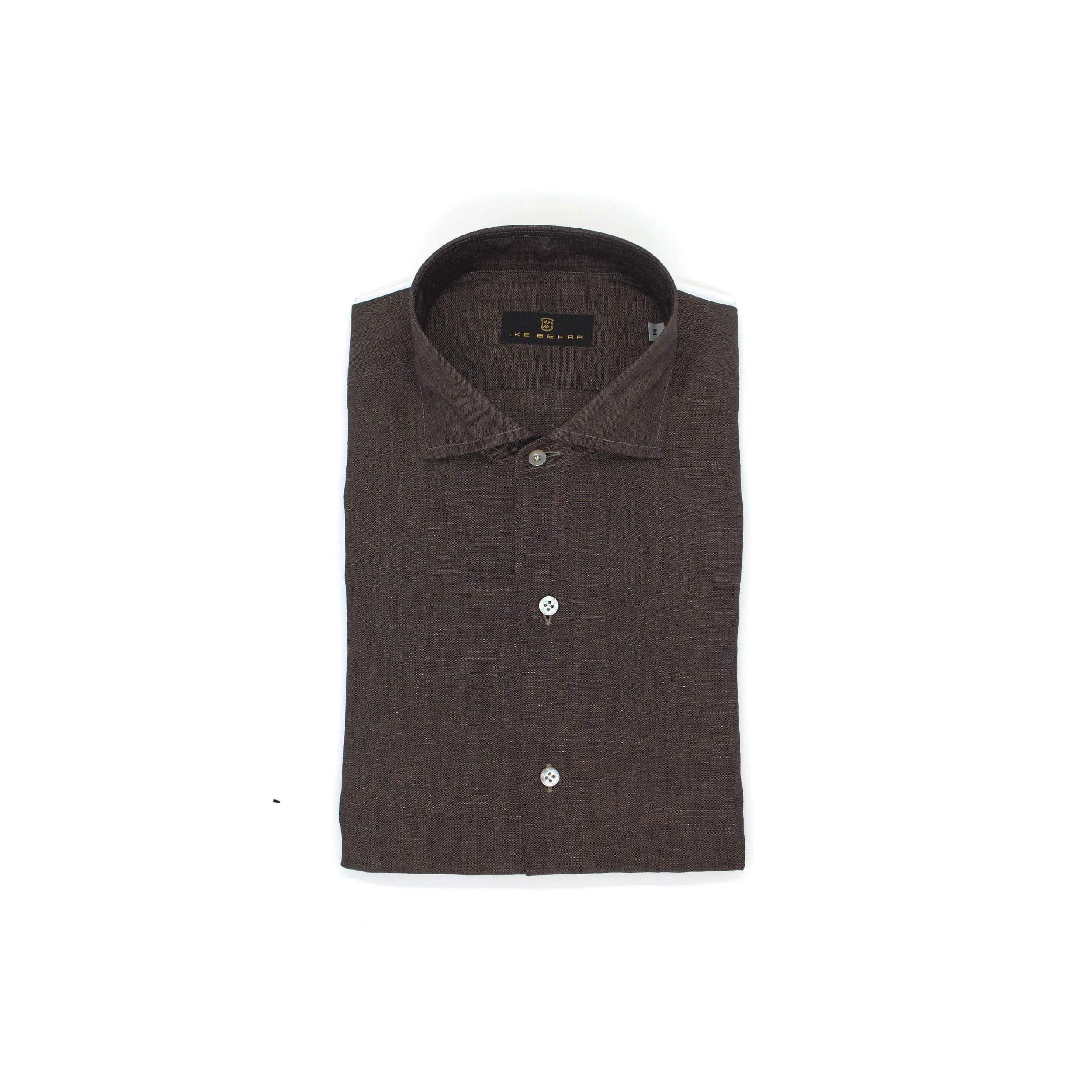Chocolate Brown Hand Finished Italian Linen Shirt