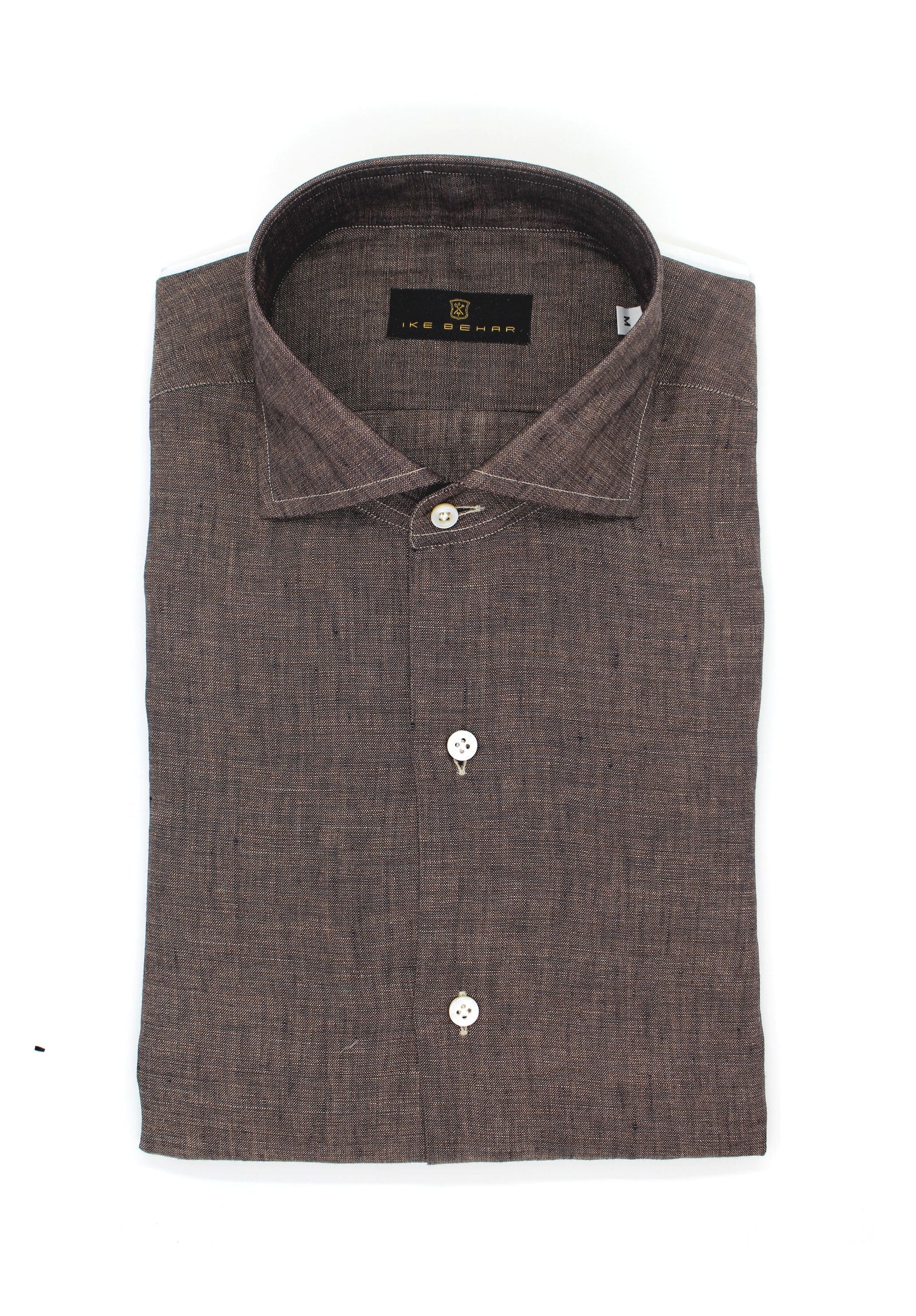 Chocolate Hand Finished Italian Linen Sport Shirt