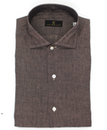 Chocolate Hand Finished Italian Linen Sport Shirt