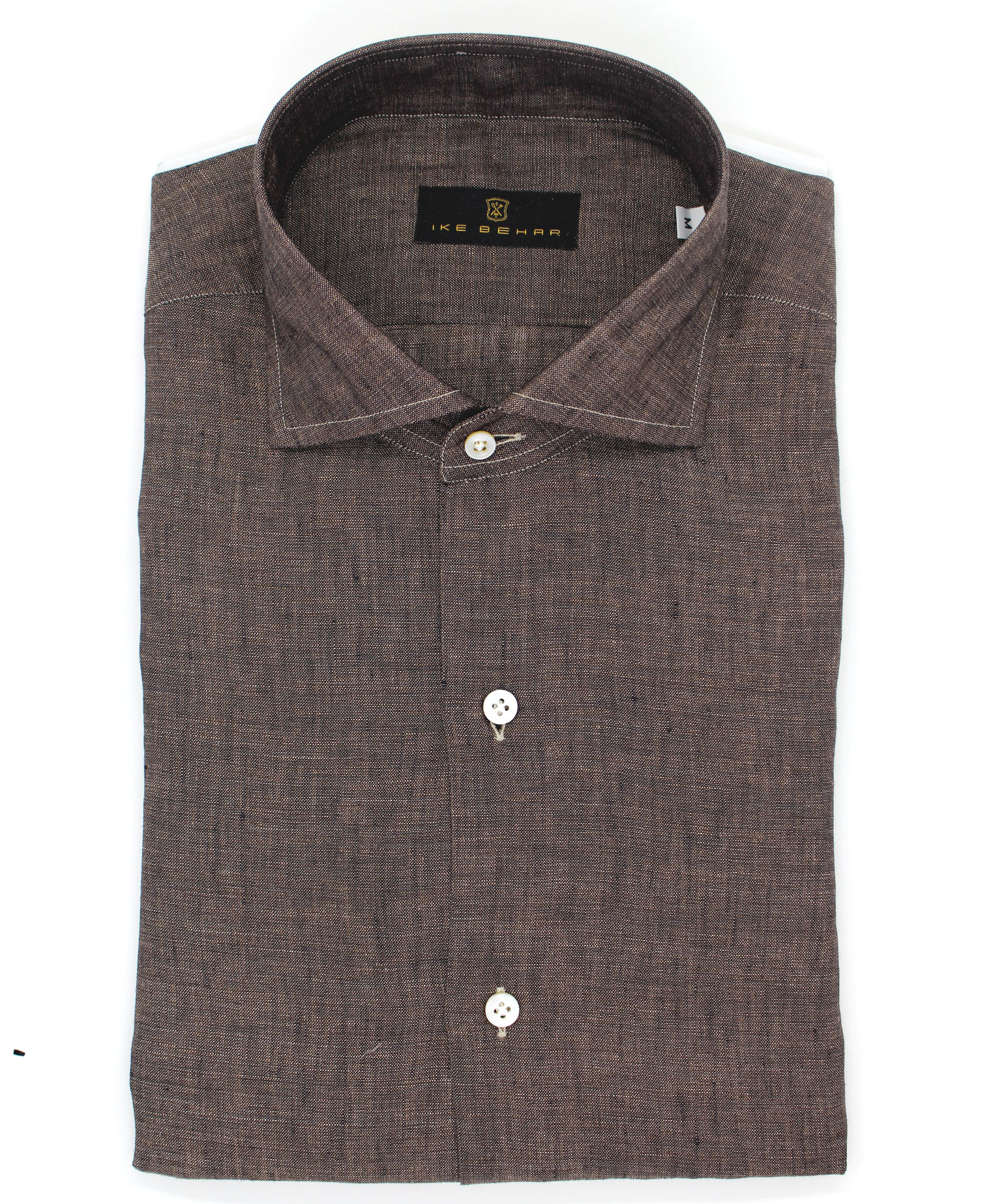 Chocolate Hand Finished Italian Linen Sport Shirt