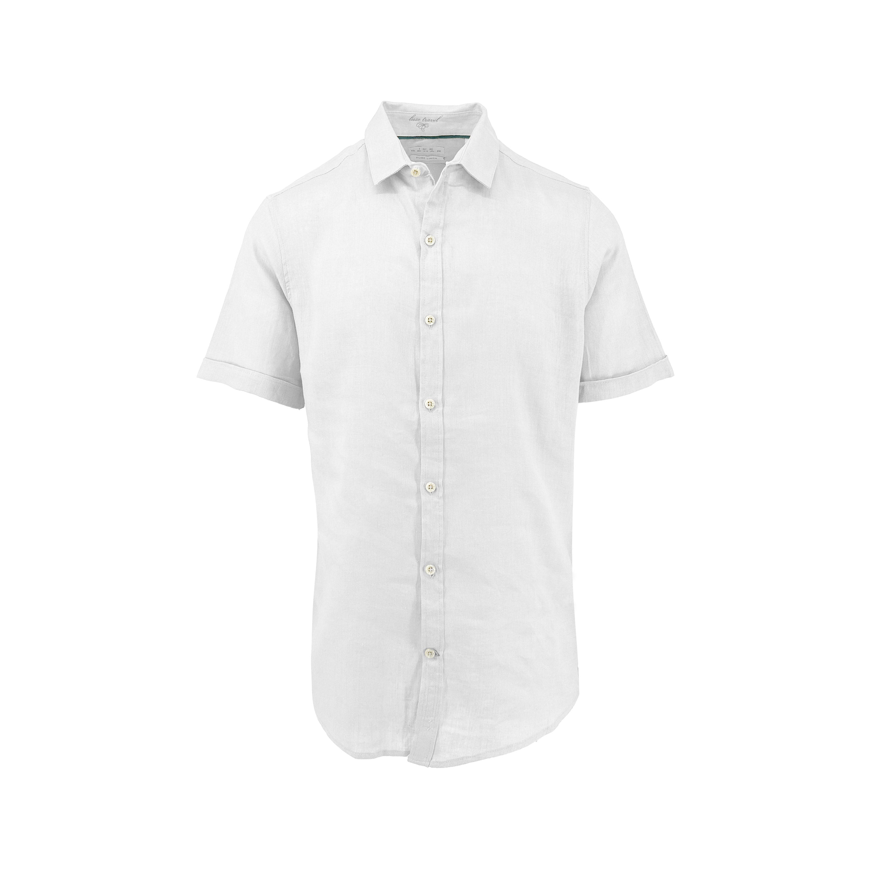 Classic White Pure Linen Short Sleeve Shirt