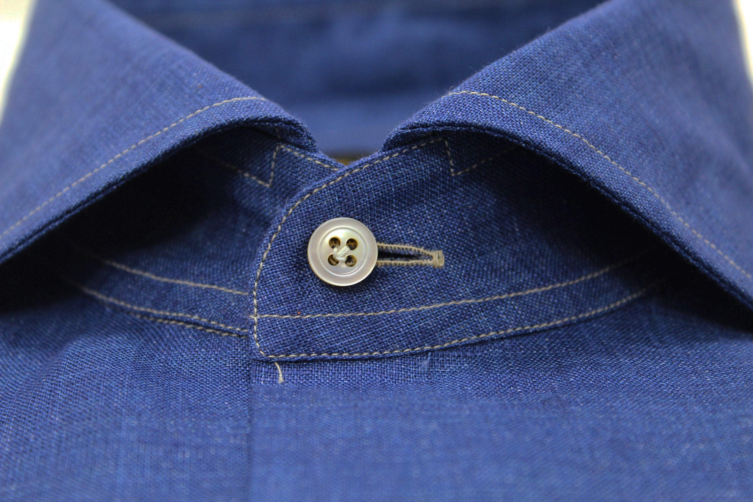 Dark Navy Hand Finished Linen Shirt