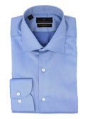 French Blue Twill Natural Stretch Cotton Dress Shirt