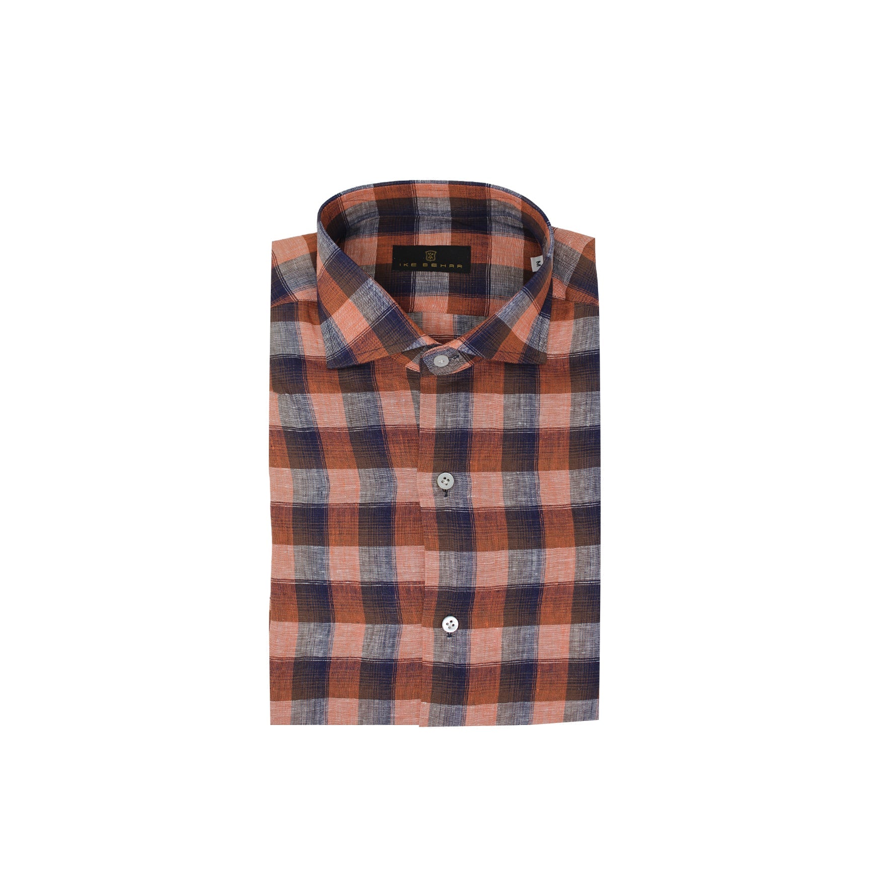 Large Orange & Brown With Navy Check Sport Shirt