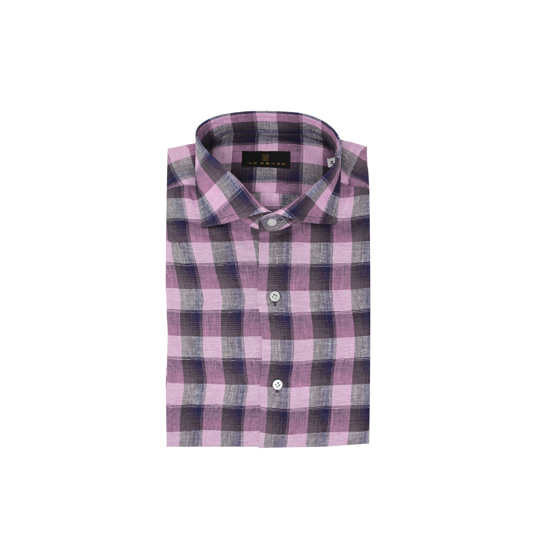 Large Pink & Brown With Navy Check Sport Shirt