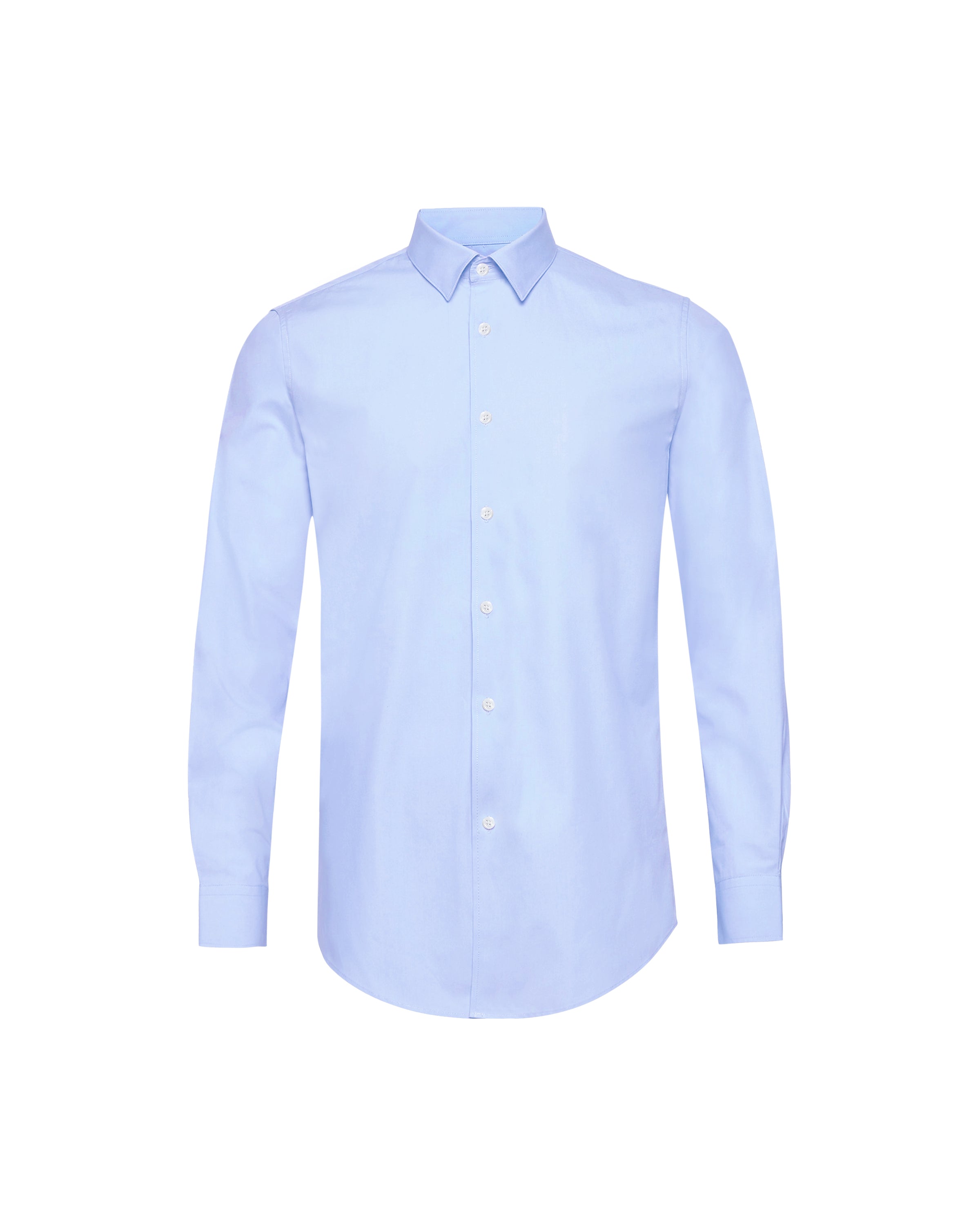 Light Blue Twill Natural Stretch Cotton Dress Shirt