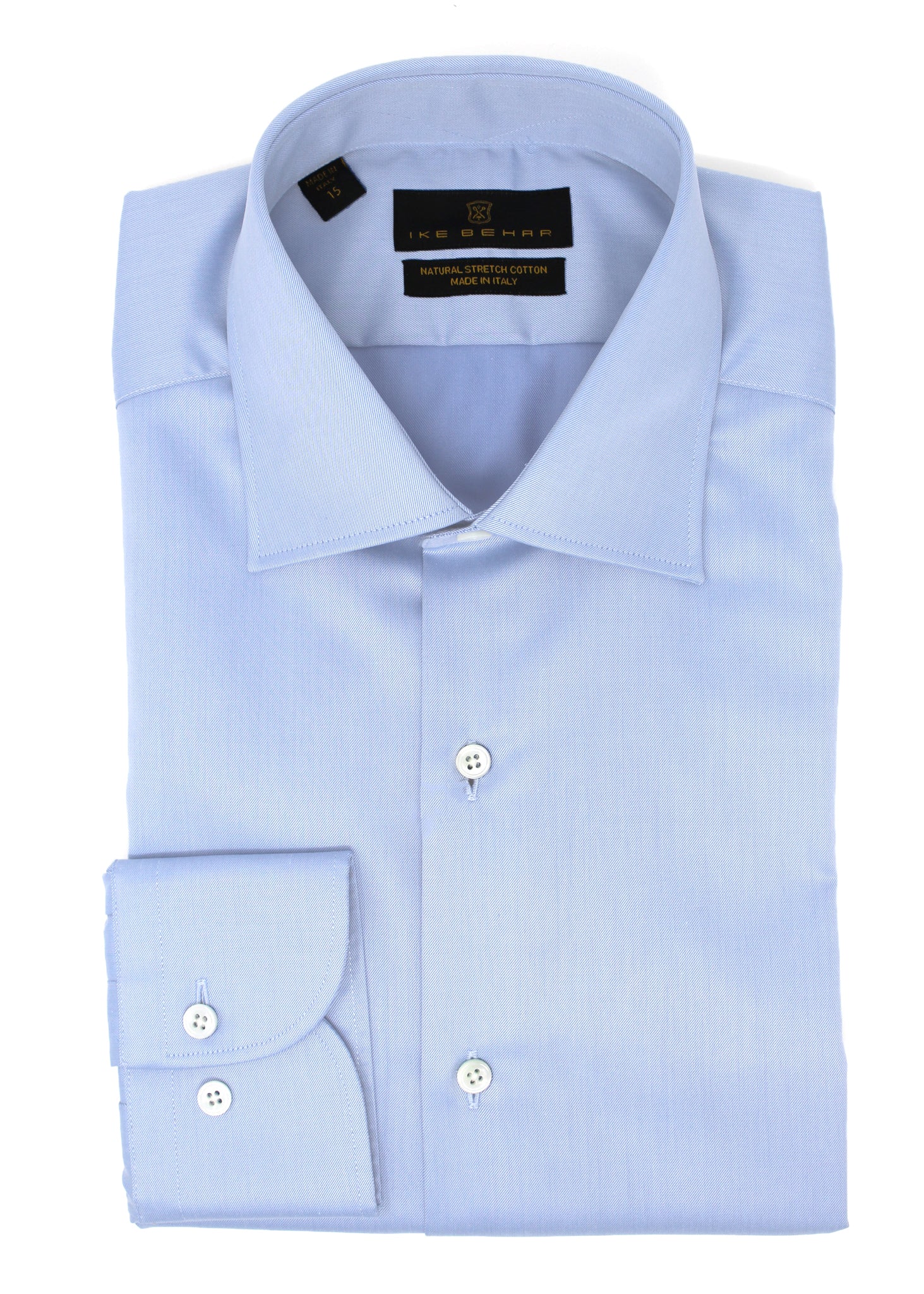 Light Blue Twill Natural Stretch Cotton Dress Shirt