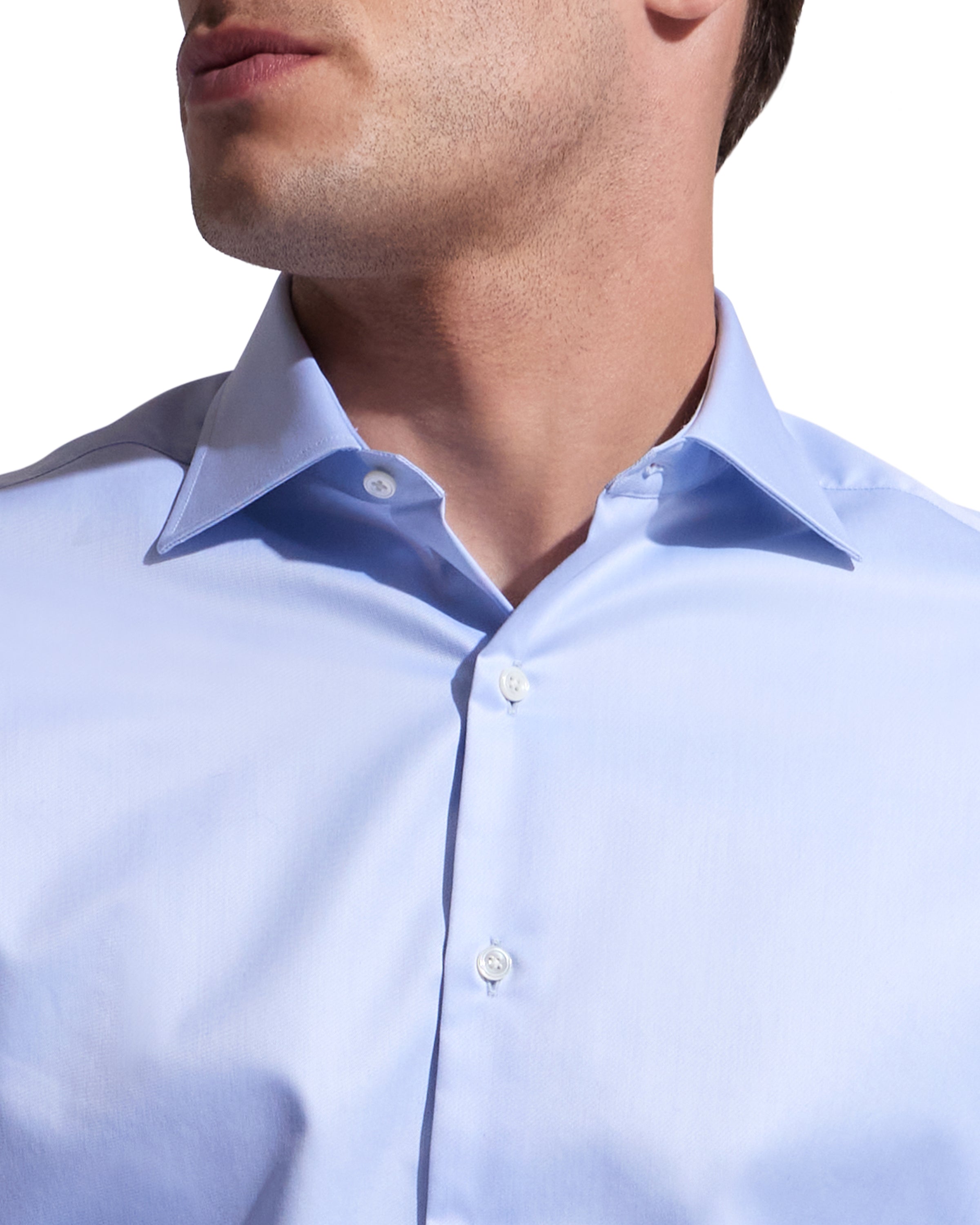 Light Blue Twill Natural Stretch Cotton Dress Shirt