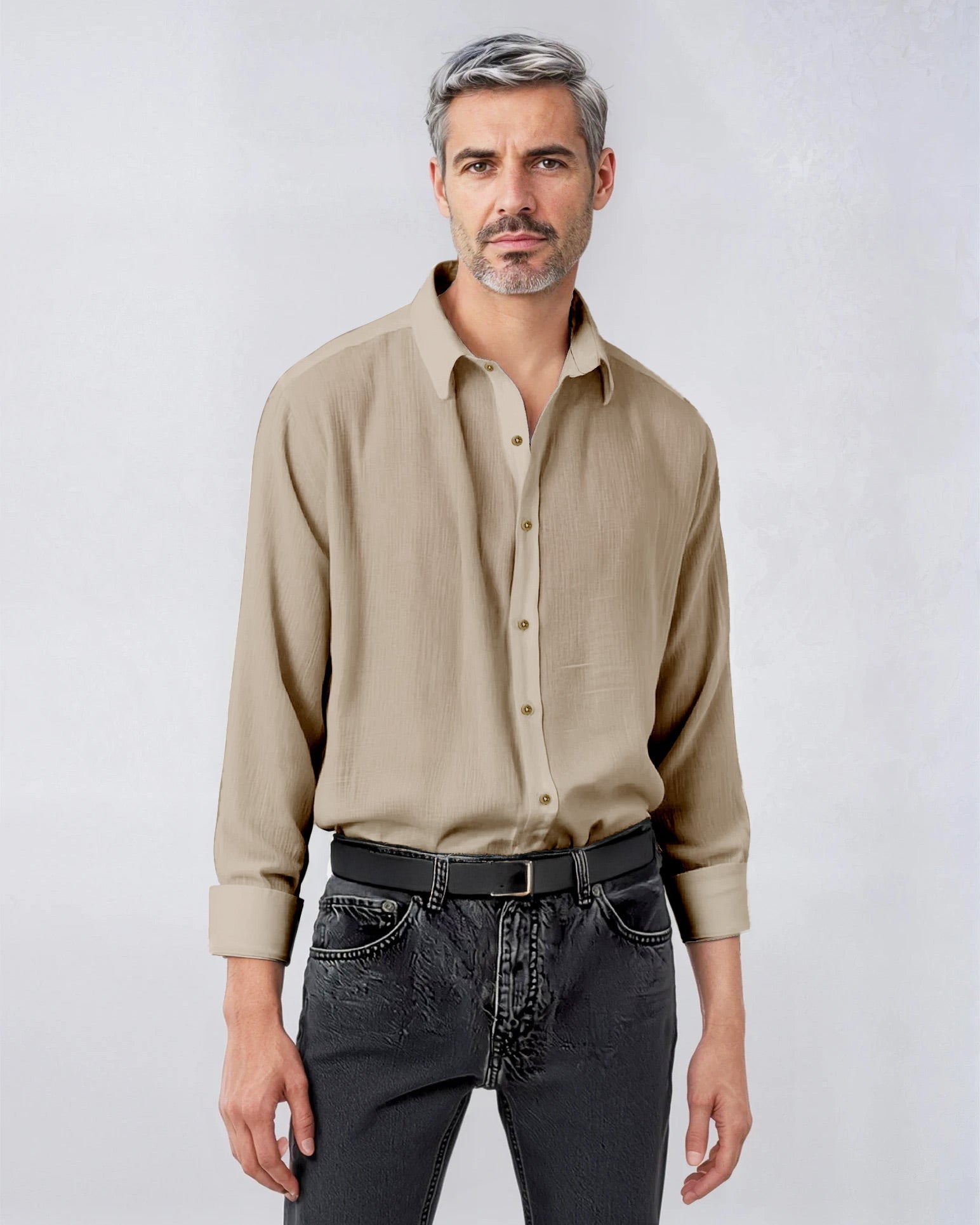 Mushroom Pure Linen Shirt