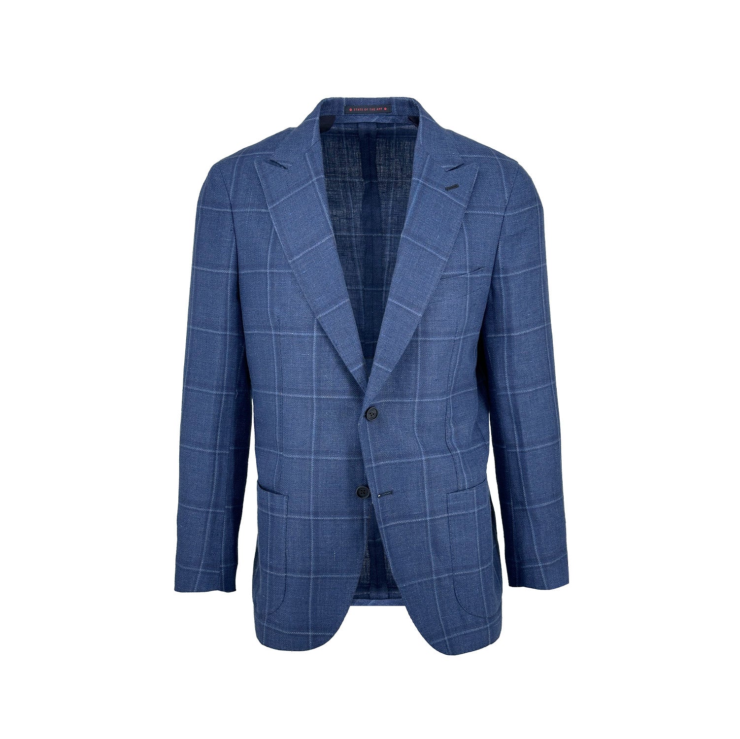 Navy Windowpane Linen and Cashmere Sport Coat