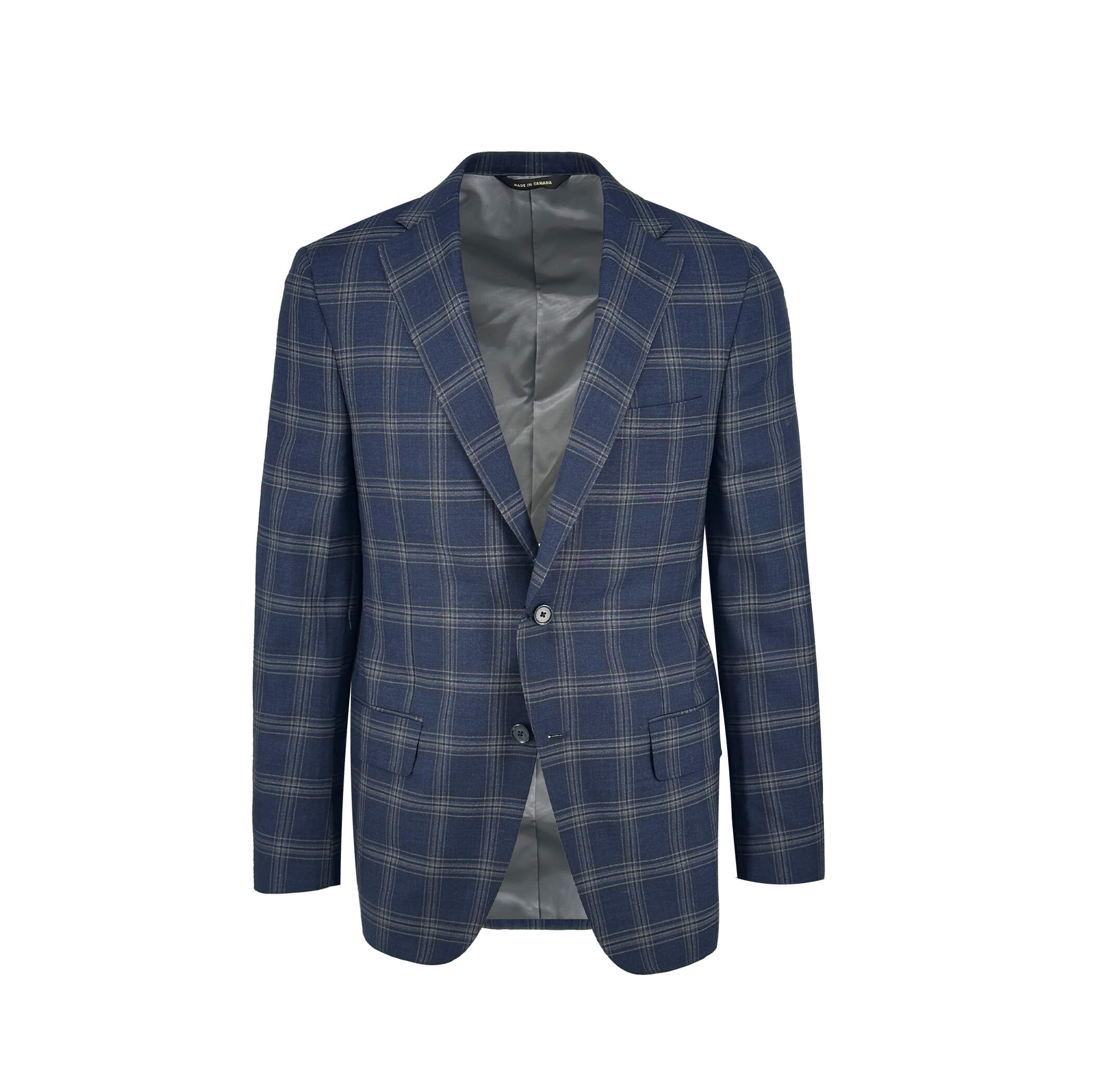 Navy with Plaid Windowpane Sport Coat