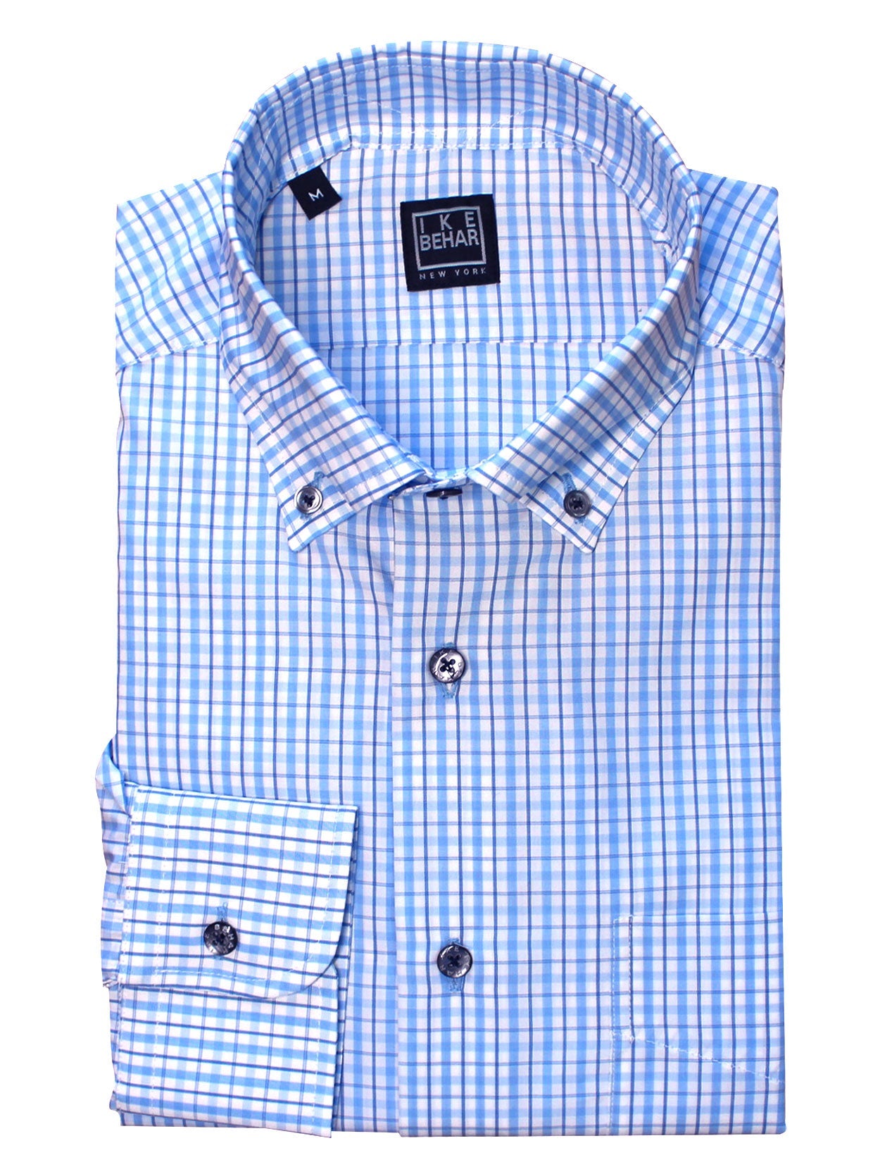 Sky & White Check Button-Down Sport Shirt