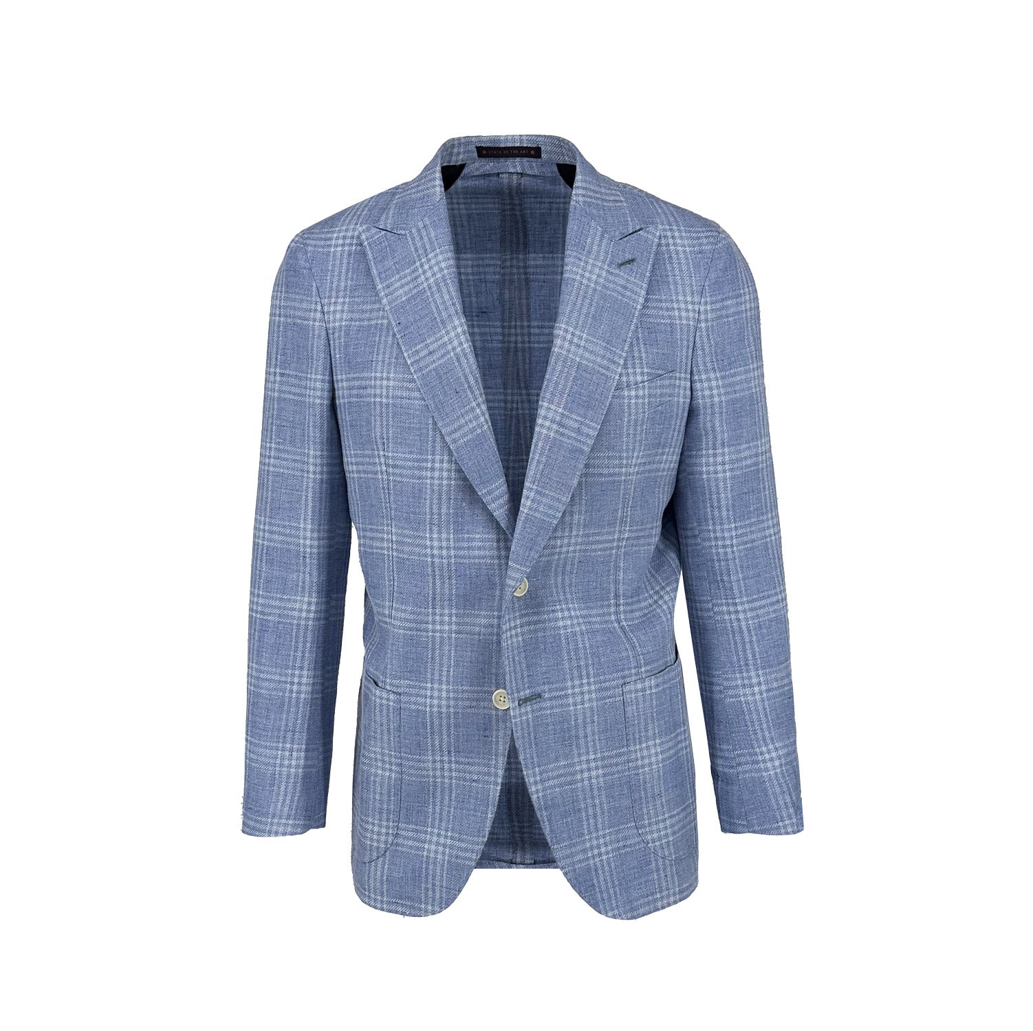 Sky with White Check Linen & Wool Sport Coat