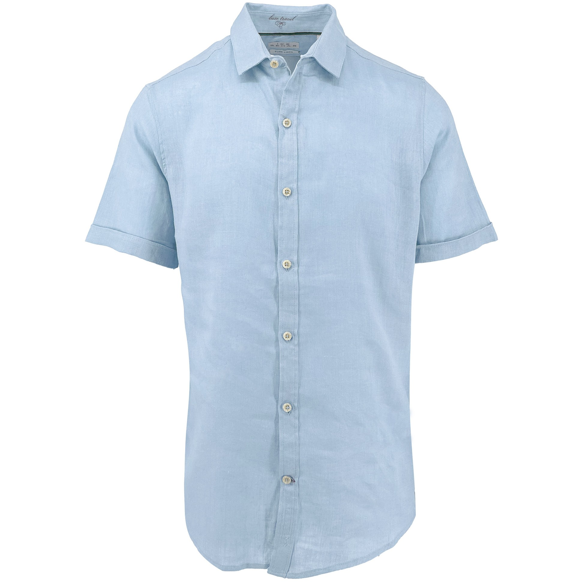 Sky Blue Pure Linen Short Sleeve Shirt