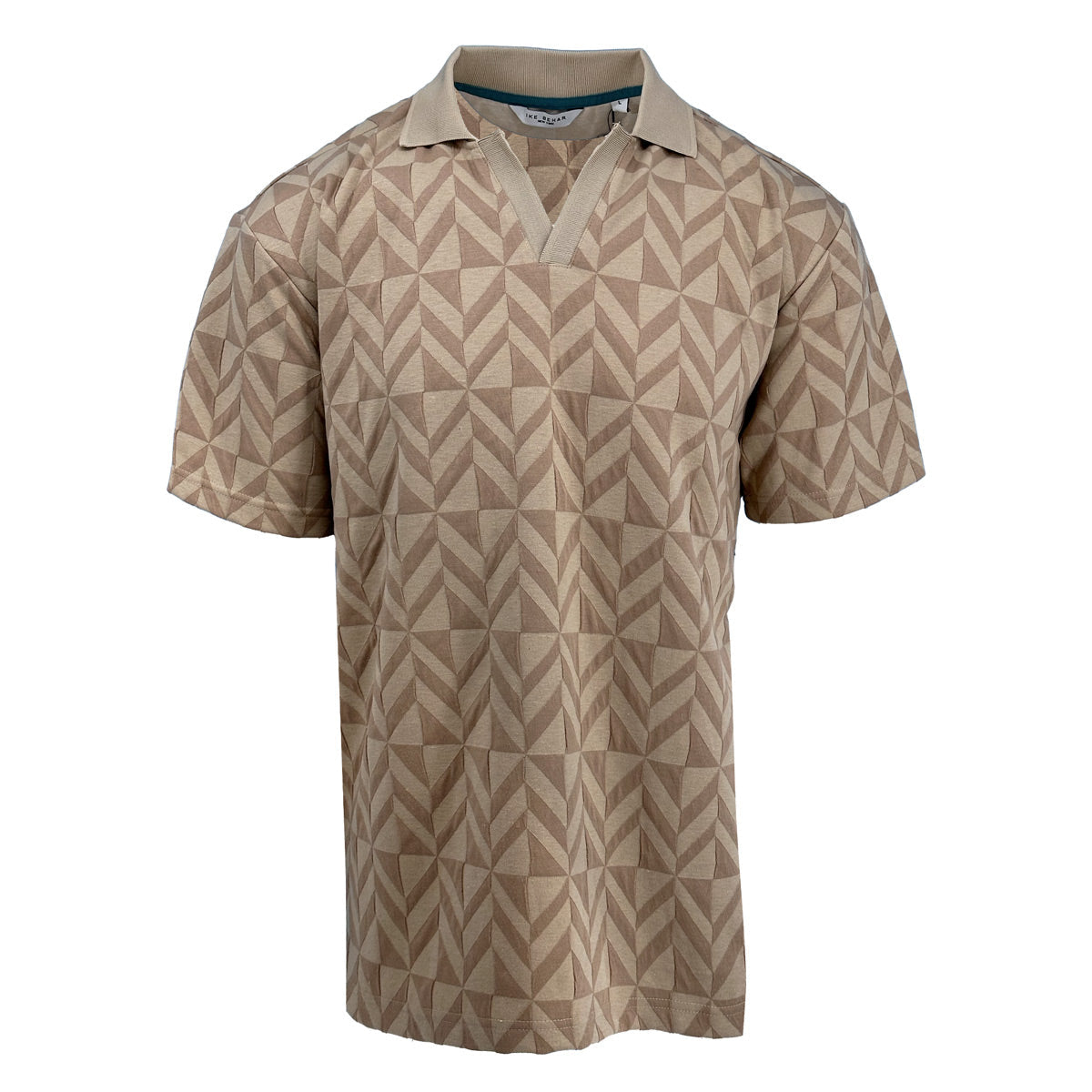 Tonal Taupe Diamond Pattern Sweater Knit Polo