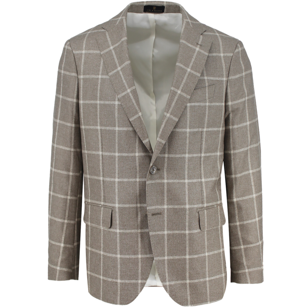 Tan Silk and Cashmere Windowpane Sport Coat