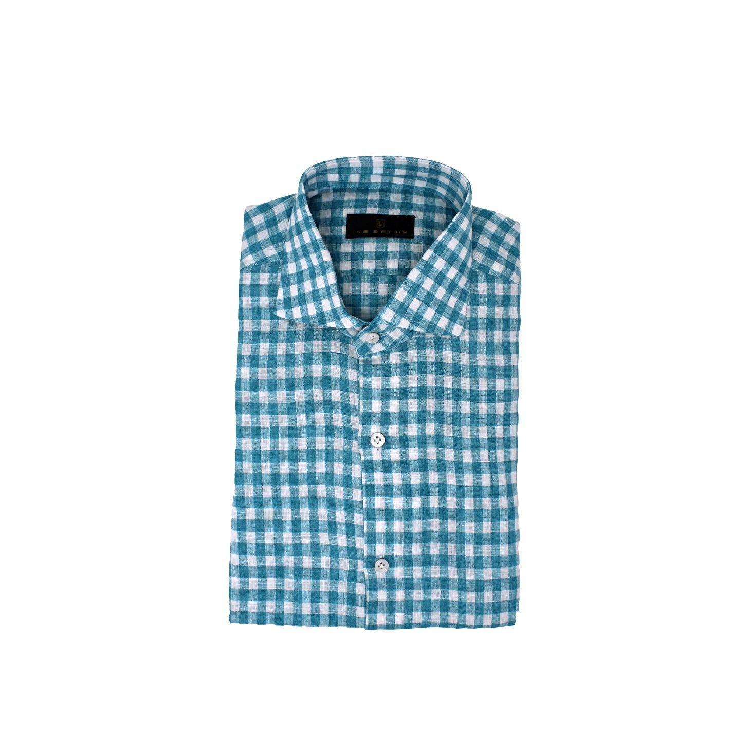 Teal Linen Buffalo Check Sport Shirt