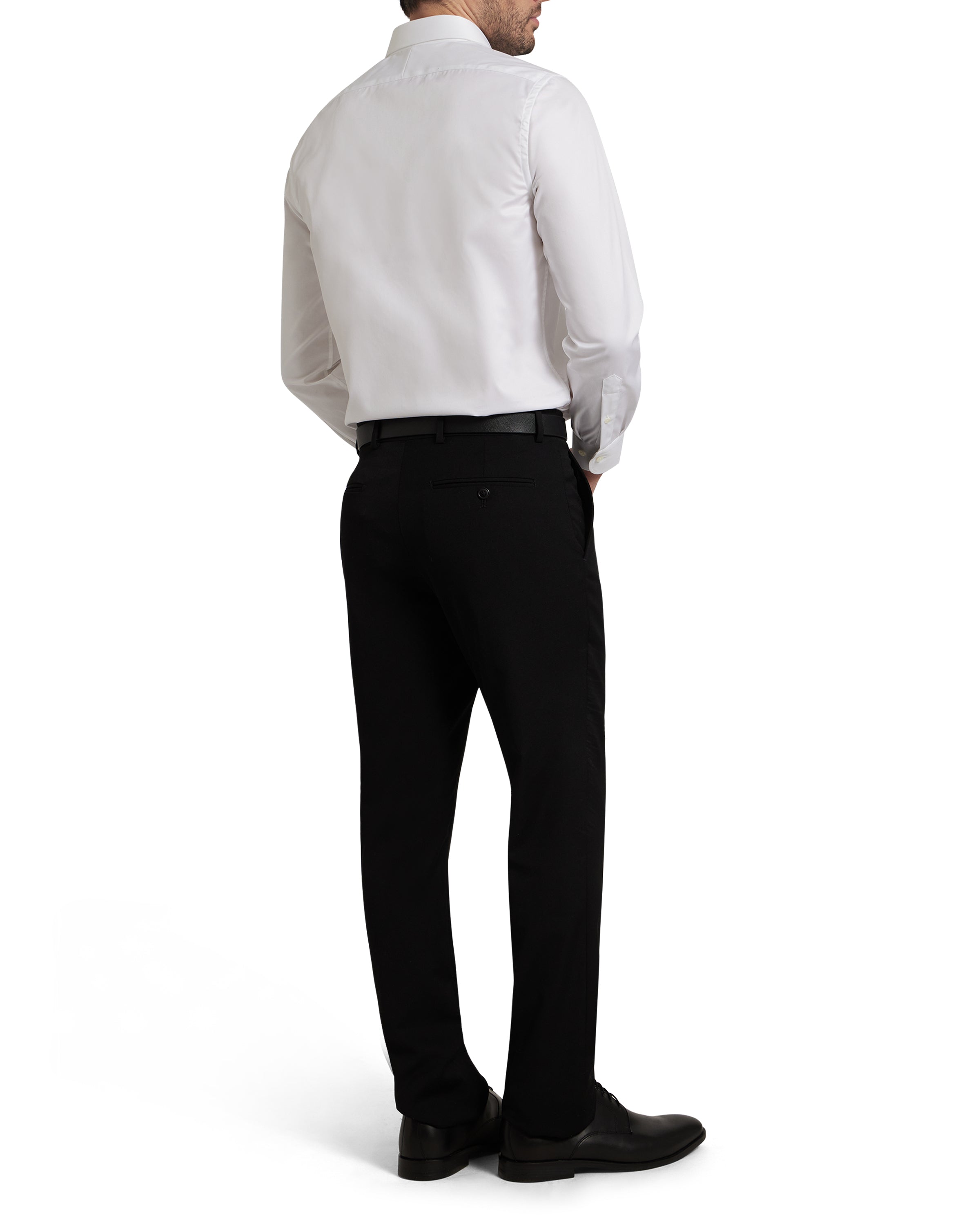 White Twill Natural Stretch Cotton Dress Shirt