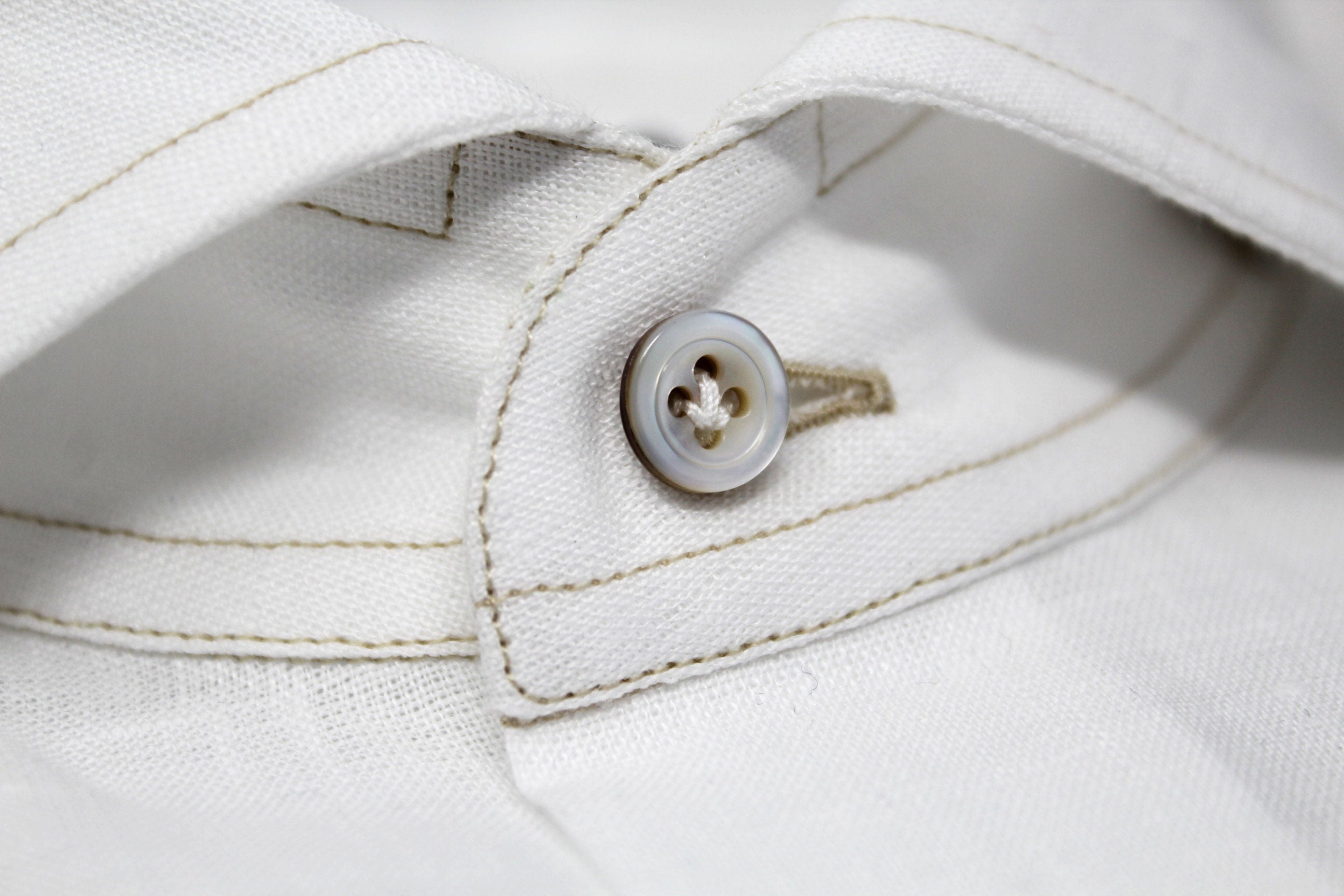 White Hand Finished Italian Linen Shirt