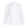 White Linen Band Collar Sport Shirt
