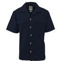 Navy Linen Blend Tonal Dobby Two Pocket Short Sleeve Shirt
