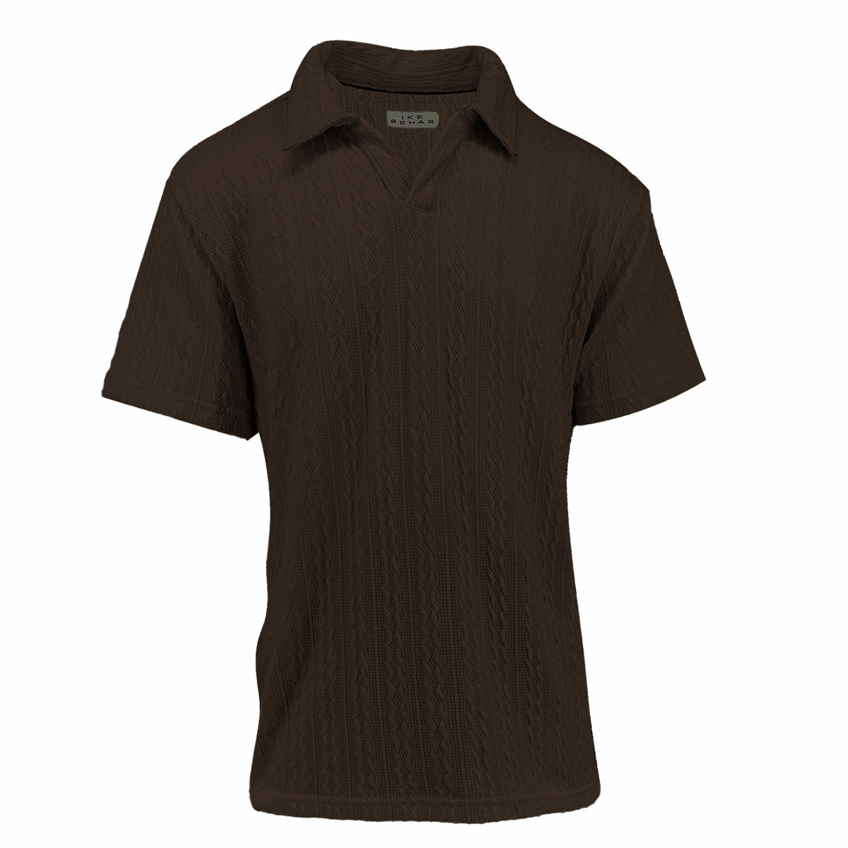 Dark Earth Cable Knit Johnny Collar Polo