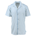 Sky Blue Large Stripe Cotton and Linen Camp Shirt