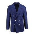 Navy Knit Double Breasted Knit Sport Coat