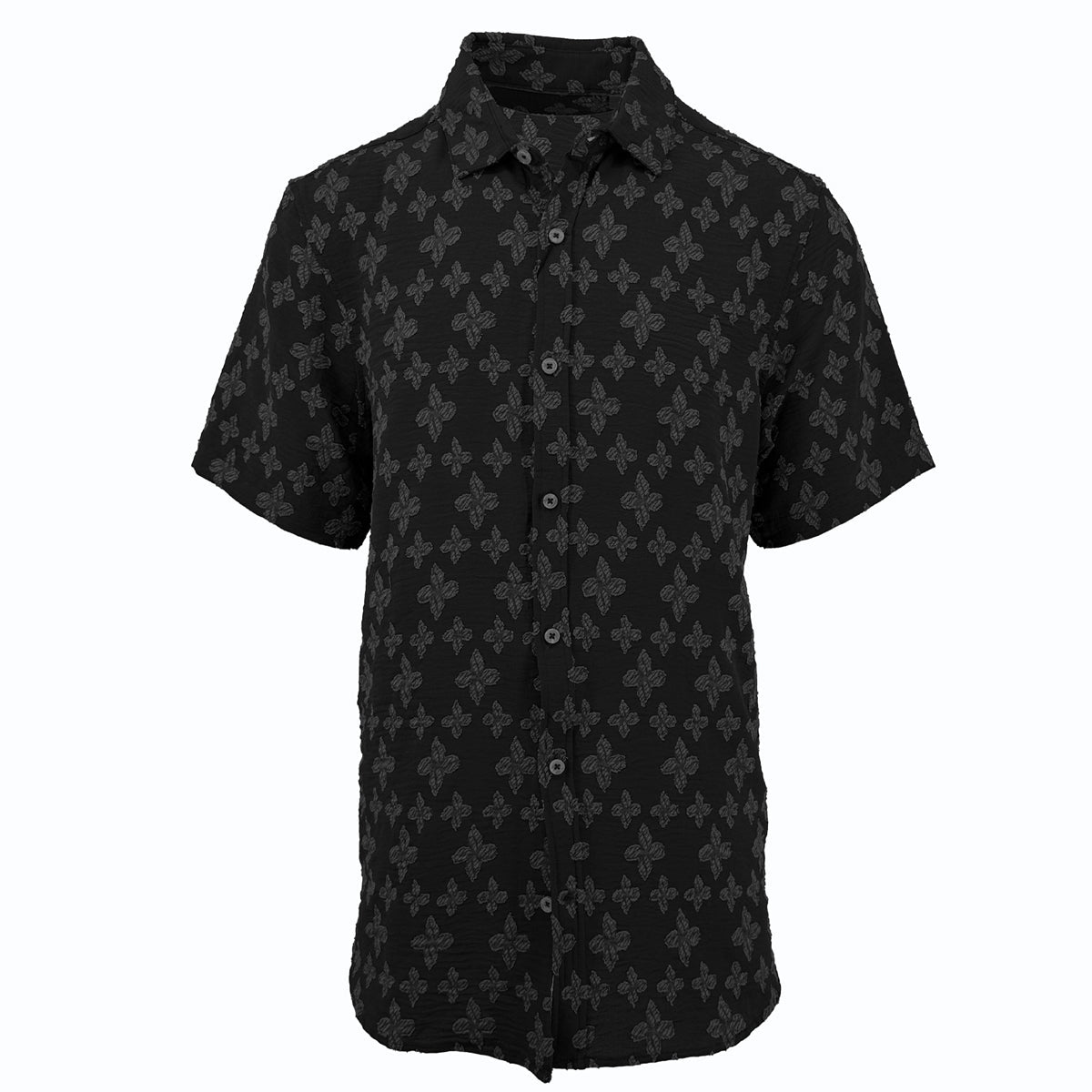 Black Jacquard Textured Short Sleeve Shirt