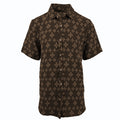 Chocolate Jacquard Textured Short Sleeve Shirt