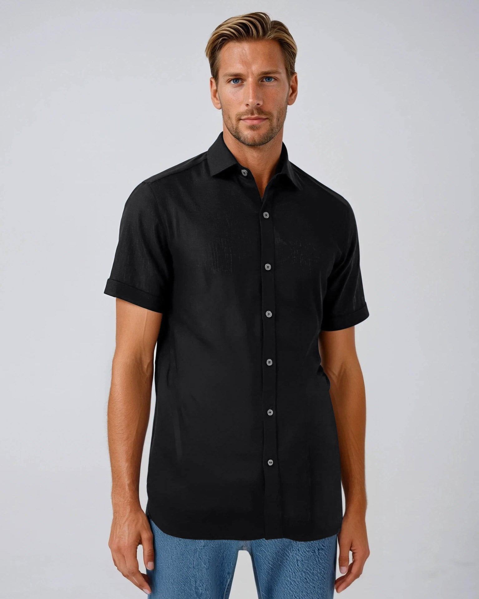 Coal Pure Linen Short Sleeve Shirt